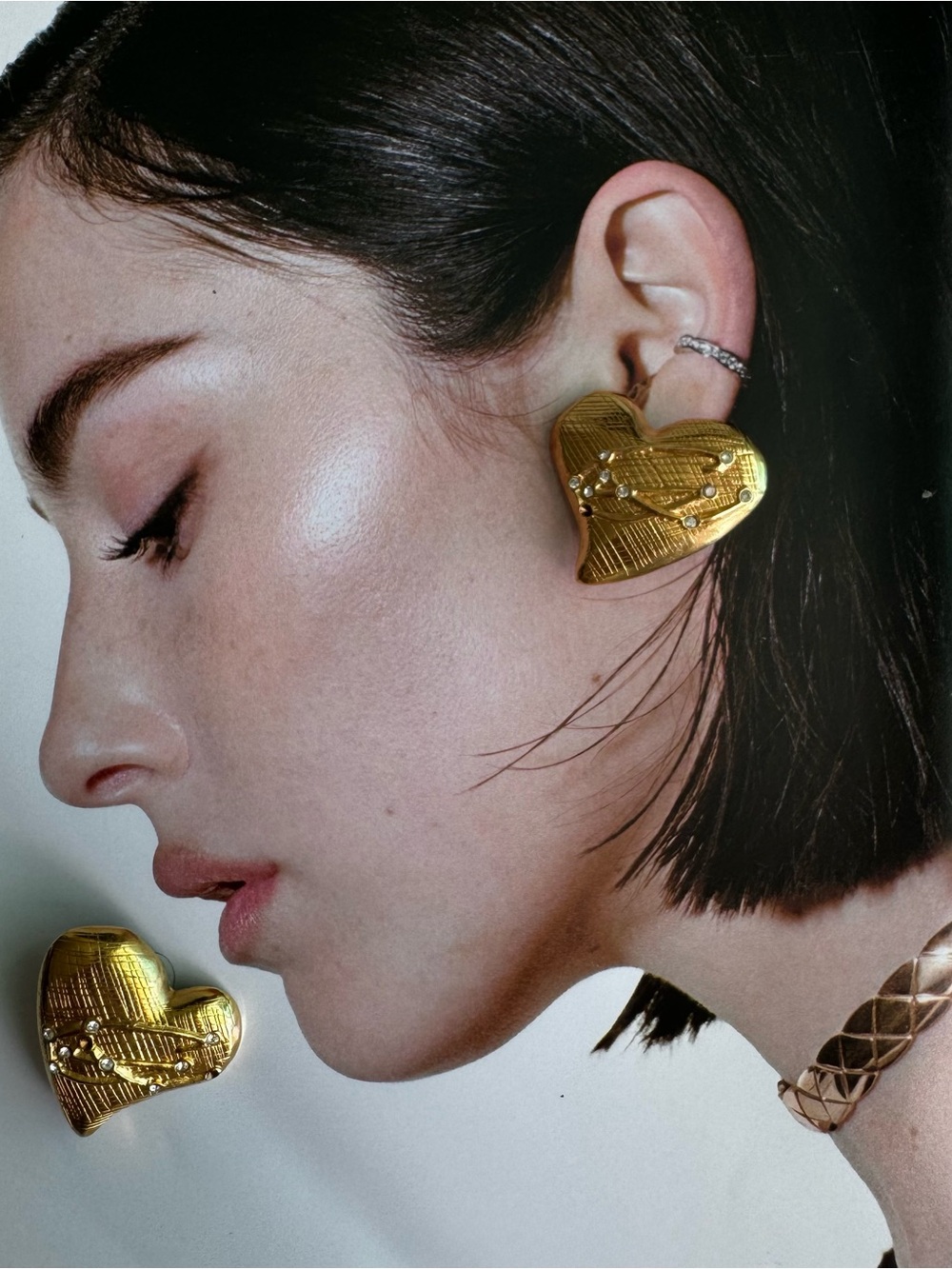 Christian Lacroix Gold Heart Clip Earrings - vintage